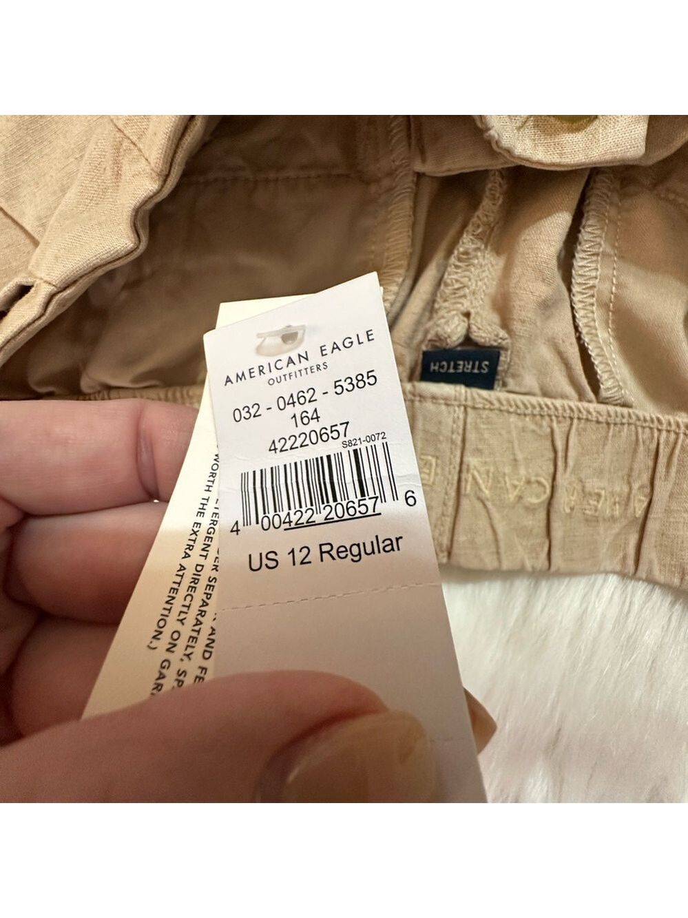 AMERICAN EAGLE HIGH RISE WIDE LEG STRETCH TROUSERS BEIGE WOMEN’S SIZE 12 - Picture 13 of 15